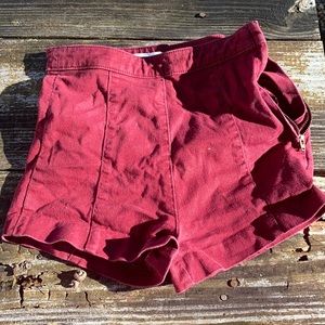Red zip up shorts